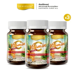 [โปร 3 ขวด] REALELIXI Vitamin C 3Forms 1000 mg. plus Citrus Bioflavonoids บรรจุ 30 เม็ดวิตามินซี 3 พลัง ดูดซึมดี