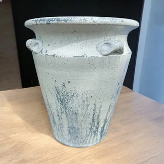 Flowerpot กระถางดินเผาปากบานเล็ก วินเทจสไตล์ มีหู 4 หู ขนาด 23 x 27 cm.