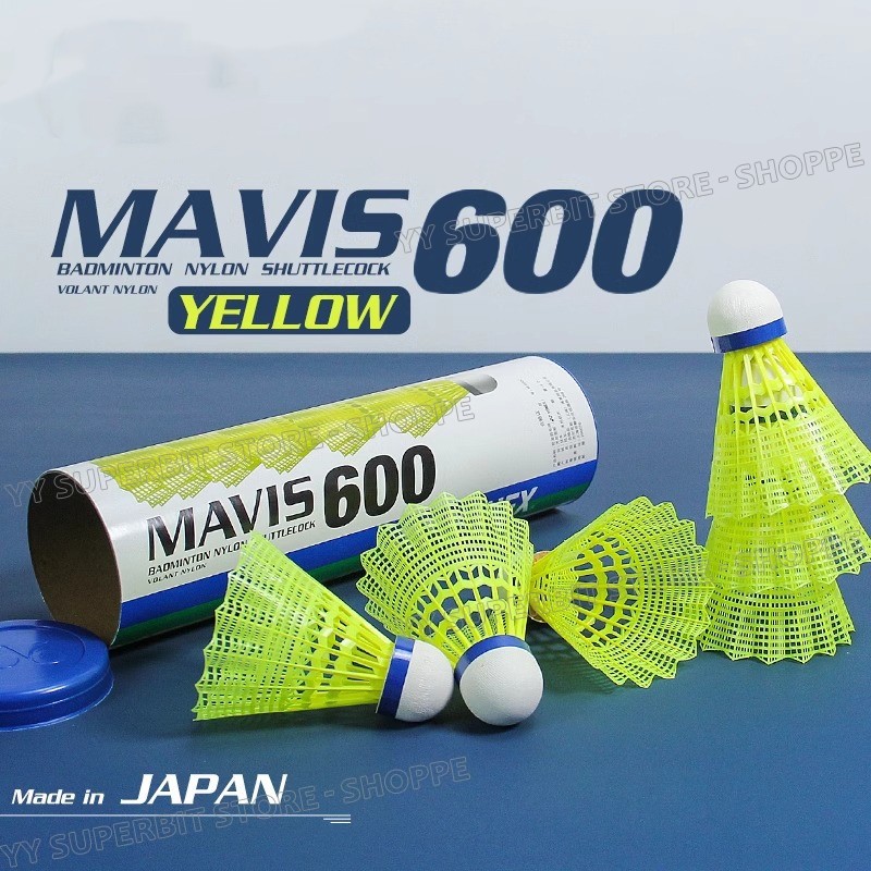 MAVIS 600/300 ชิ้นไนล่อนพลาสติกไนล่อนแบดมินตันฝาสีฟ้า 300/600 Shuttlecocks ความเร็วกลาง