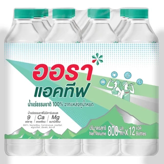 [ส่งกทม.และปริมณฑล ชลบุรี เท่านั้น] [6 แพ็ค] AURA Active น้ำแร่ธรรมชาติ 100% ขนาด 800 ml. x12 ขวด