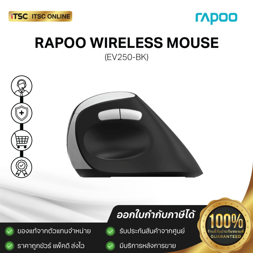 เมาส์ไร้สาย RAPOO Wireless Mouse [EV250-BK] - ITSC Online