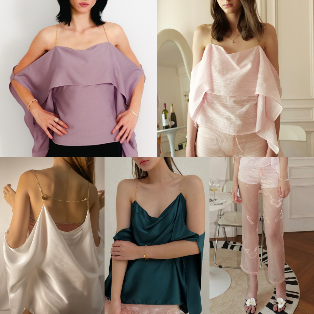 Try_yorata l Tunic top,Double layers tunic,Cozy low waist trouserเสื้อสายเดี่ยว สายโซ่ แบรนด์ไอจี