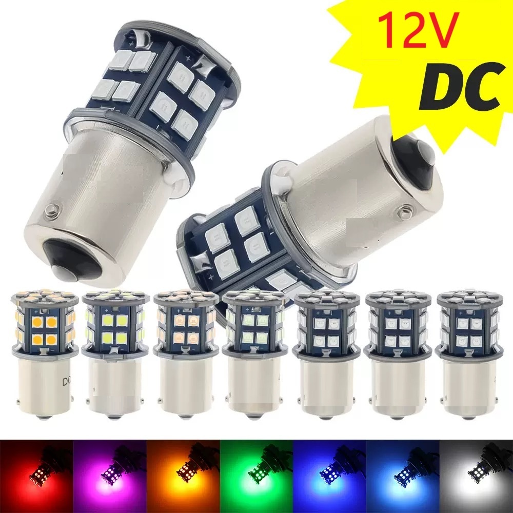 1คู่ ไฟเลี้ยว ไฟถอย ขั้วกลม1จุด1156 ไฟท้าย ขั้วกลม2จุด1157 รถยนต์ 3030 28led 12V CAR