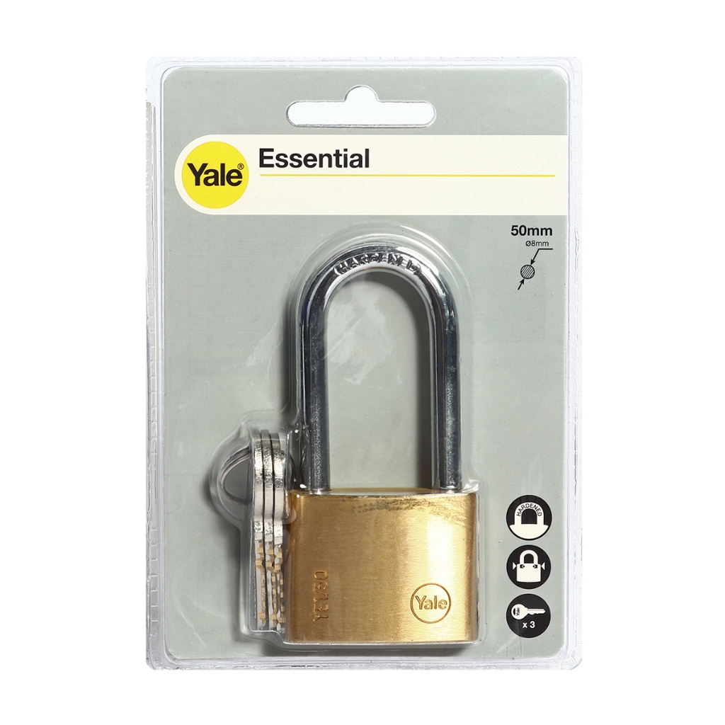 กุญแจ แม่กุญแจ กุญแจล็อคประตู ทองเหลือง 50 มม. คอยาว Yale เยล YE50L