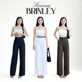 LAMSANG P02 Brinley Pants กางเกงเอวสูงกระบอกใหญ่แต่งหูเข็มขั…