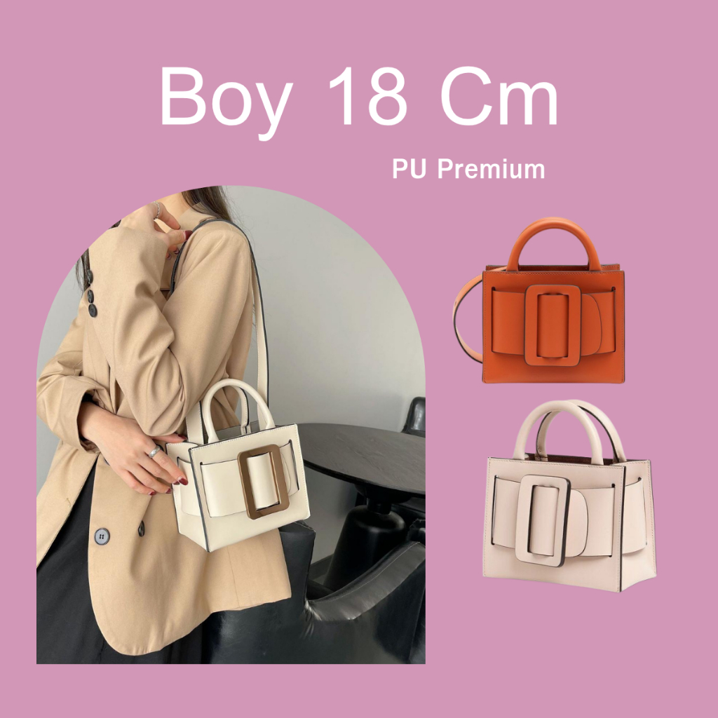 Boyy Bobby  Size 18 cm(7นิ้ว)กระเป๋าถือแฟชั่นสะพายข้างผู้หญิง กระเป๋า ฟรีของแถม