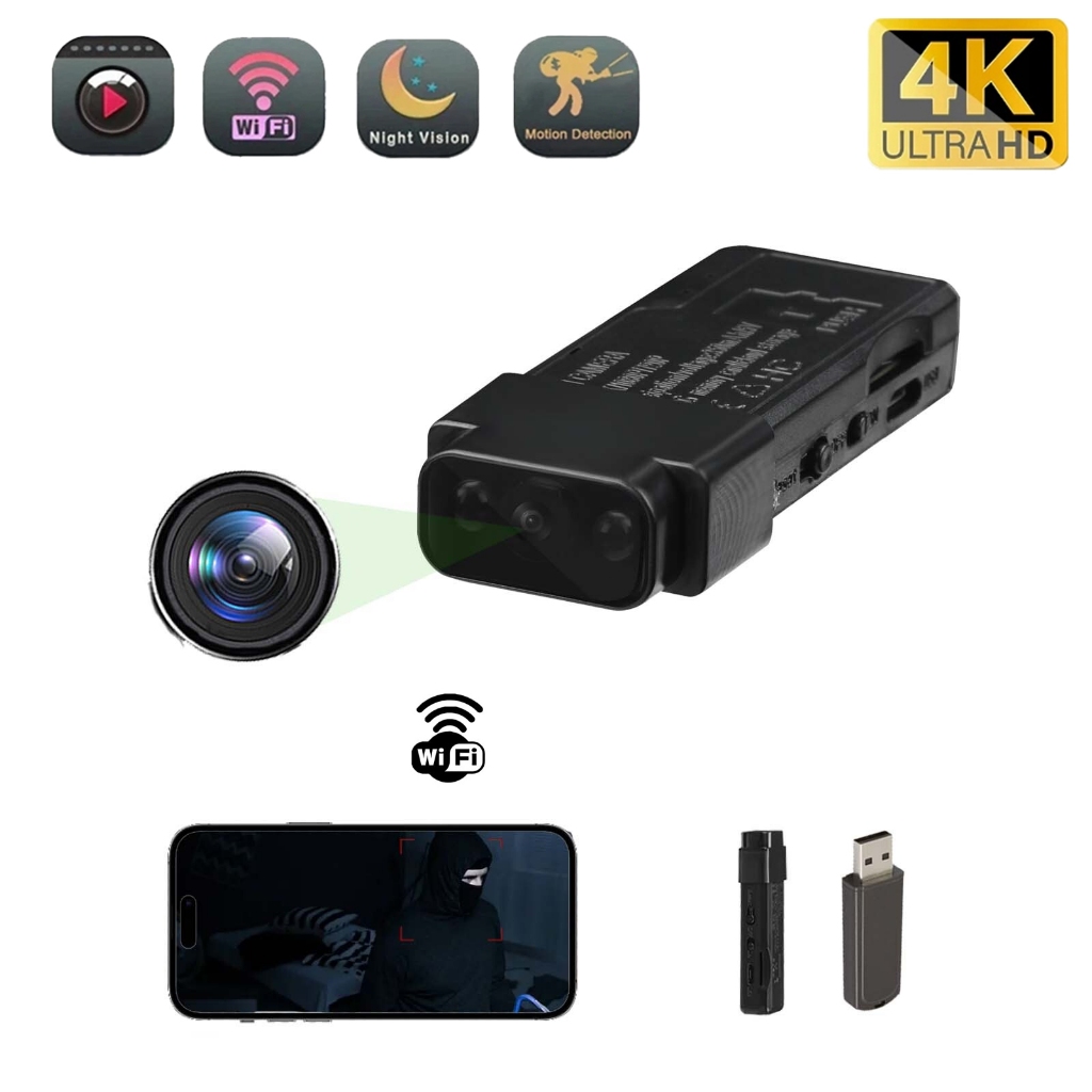 กล้องแอบ กล้องวงจรปิดขนาดเล็ก 4K Ultra HD WiFi Z3N กล้องจิ๋ว กล้องมองเห็นกลางคืนและตรวจจับการเคลื่อนไหว