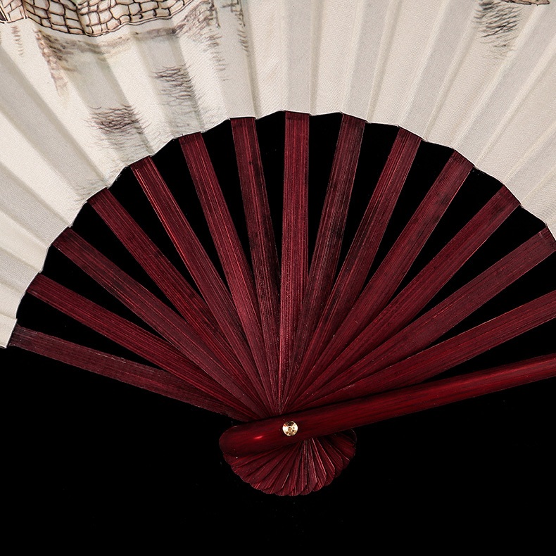 พัดจีน 13 นิ้ว พัดใหญ่ พัดพับลายสองด้าน พัด พัดไม้ไผ่วัสดุผ้า พัดมือพกพาพับได้ ซื้อ 2 ชิ้นจัดส่งฟรี - รูปที่ 6