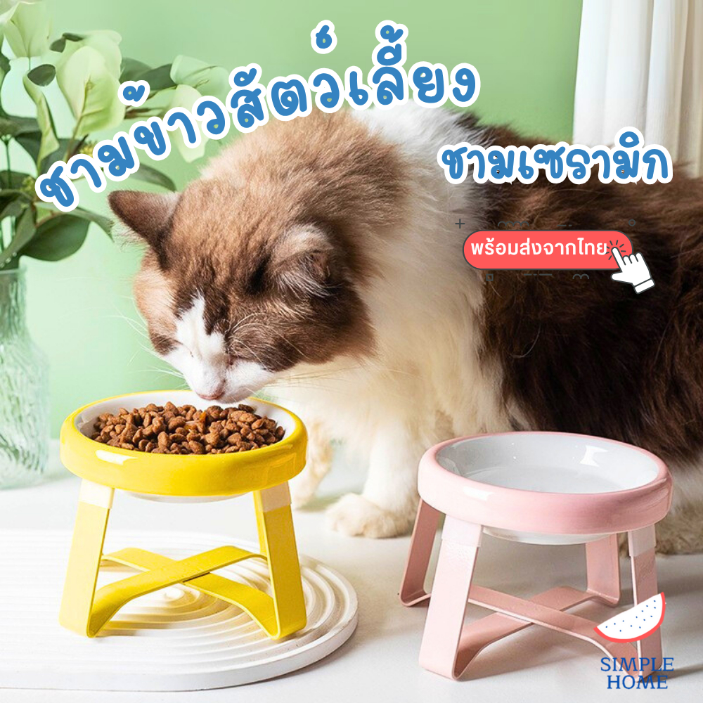 พร้อมส่ง ชามเซรามิก สําหรับใส่อาหารสัตว์เลี้ยง แมวหรือสุนัข ชามข้าวสำหรับสัตว์เลี้ยง ชั้นวางชาม