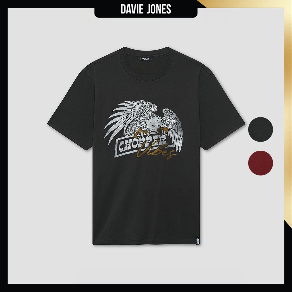 DAVIE JONES [BE FEARLESS] เสื้อยืดผู้ชาย Graphic Regular Fit T-Shirt สีเทา แดง TB0452