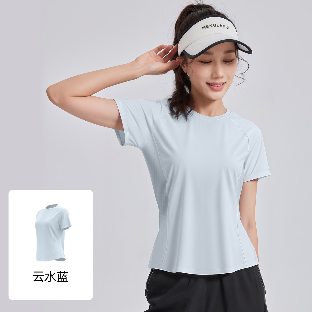 เสื้อยืดออกกำลังกายใส่วิ่ง เล่นฟิตเนสโยคะ เสื้อยืดลำลองระบายอากาศได้ดี ทรงสวยด้านหน้าออกแบบ(ด้านหลังมีตะข่าย) JYMD020
