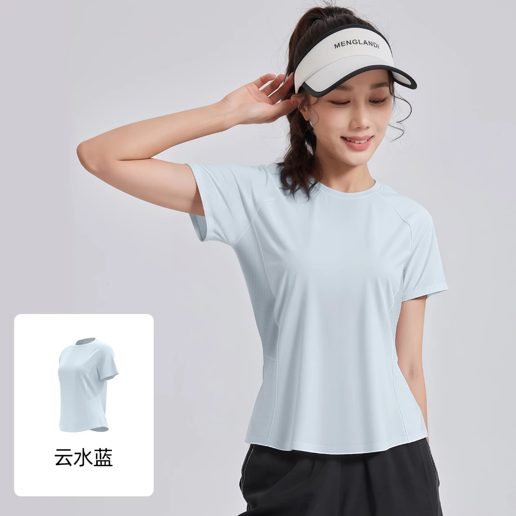 เสื้อยืดออกกำลังกาย แห้งเร็ว ระบายอากาศ วิ่ง ฟิตเนส โยคะ