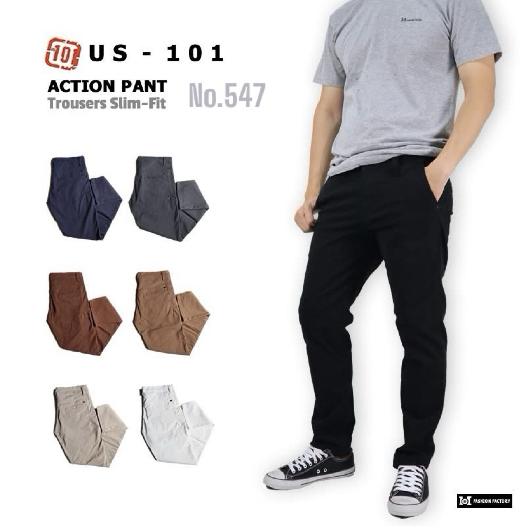 US101 No.547 กางเกงขายาวชิโน่ขาเดฟ ผ้าคอตตอนยืดทรงสวยใส่สบาย ไซร้ 30-38