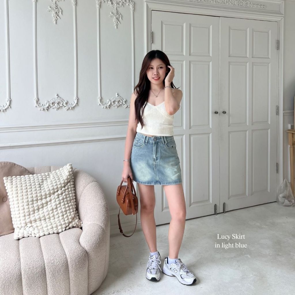 Beberlin กระโปรงยีนส์สั้นทรงเอ เอวสูง มีซับใน รุ่น Lucy Skirt / No : 5531 - รูปที่ 4