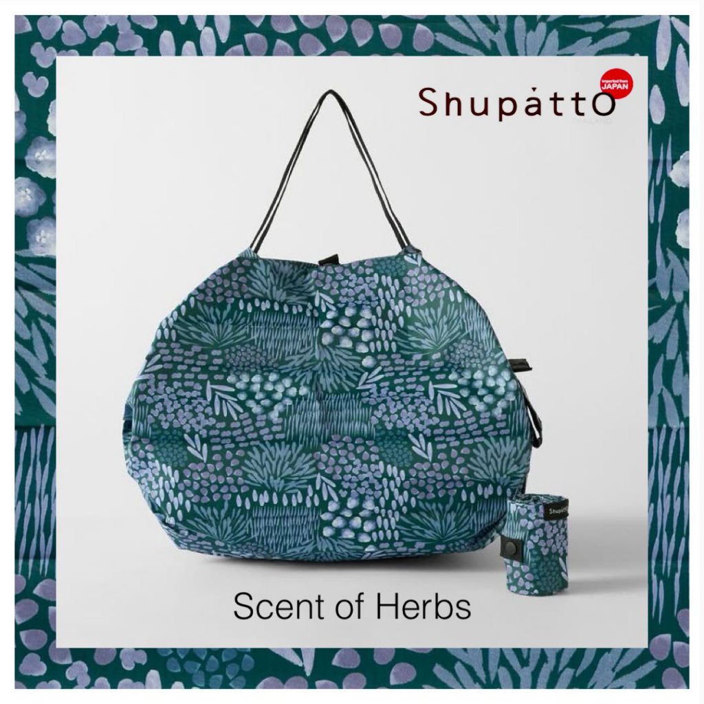 Shupatto Tote M - Scent of Herbs - Dreamy Conservatory Collections กระเป๋าผ้าพับได้ จากญี่ปุ่น