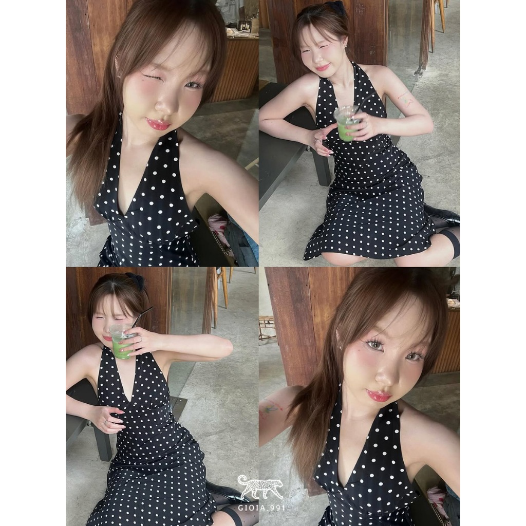 ✨Aiya Polkadot Midi Dress✨เดรสลายจุด ผูกคอ วินเทจ _Gioia.991  ( #gii531 ) ราคา ถูกที่สุด ดีลบีเคเค แกลเลอรีภาพที่ 8