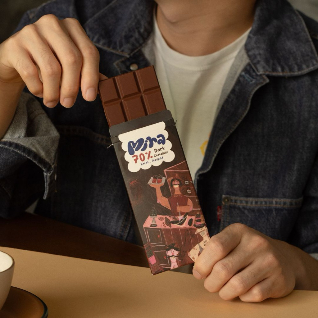 Dark Chocolate bar 70% ( Single origin korat ) - Mira Craft Chocolate 45 กรัม
