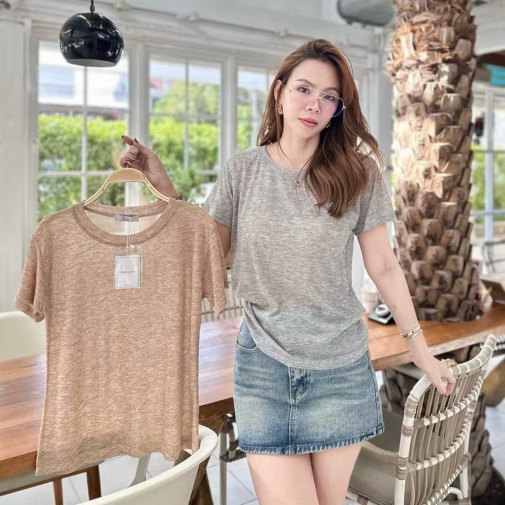061-062 Deezyy เสื้อยืดคอกลมผ้าบาง ผ้าSnow