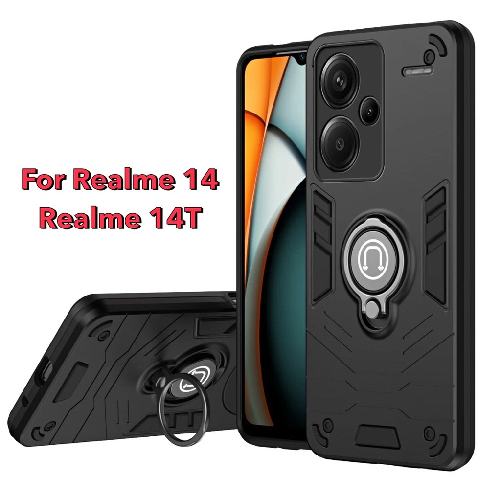 [ส่งจากไทย]เคสโทรศัพท์สำหรับ Case Realme 14 5G Realme 14T เคสกันกระแทก แหวนขาตั้ง สไลด์กันกล้อง เคสตั้งได้ TPU+PC