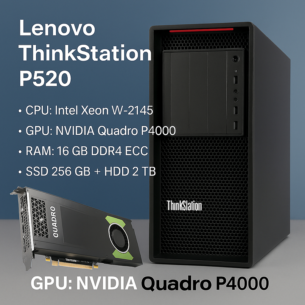 Lenovo ThinkStation P520 | Xeon W-2145 | Quadro P4000 | RAM 16GB | SSD 256GB + HDD 2TB