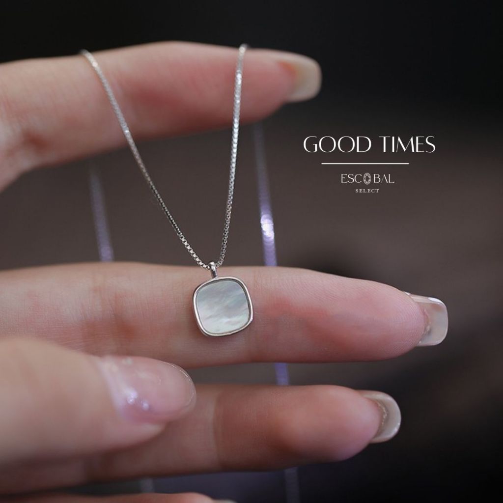 ESCOBAL✨สร้อยคอเงินแท้ Good Times สร้อยคอเเฟชั่น สร้อยคอเงิน สร้อยคอเปลือกหอย ไม่ลอกไม่ดำ สร้อยพลอย