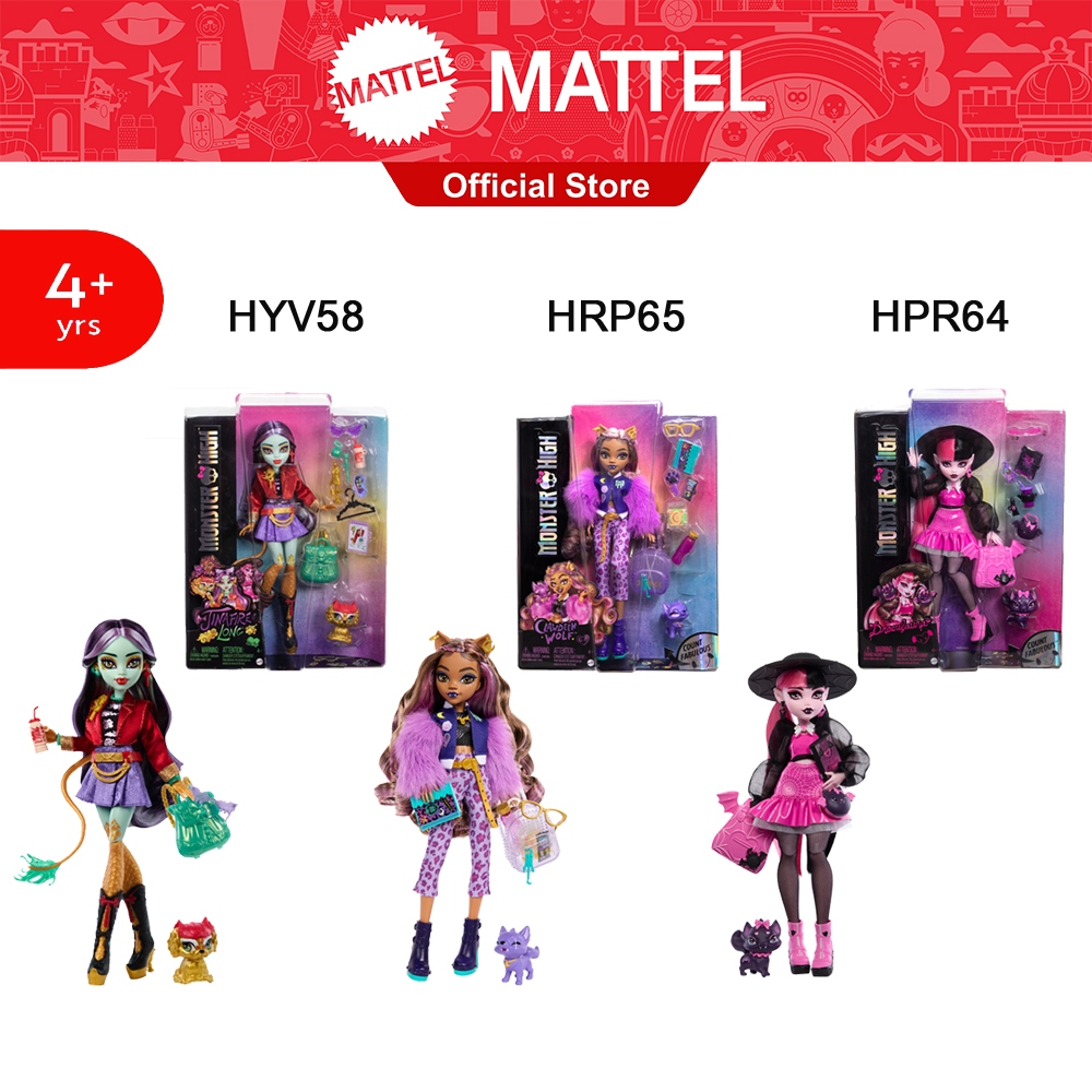 Monster High Fashion Doll with Pet  มอนสเตอร์ไฮ ตุ๊กตาพร้อมสัตว์เลี้ยง แดรกคูลอร่า-คลอดีน-จินาไฟร์ HRP64 HRP65 HYV58 ID