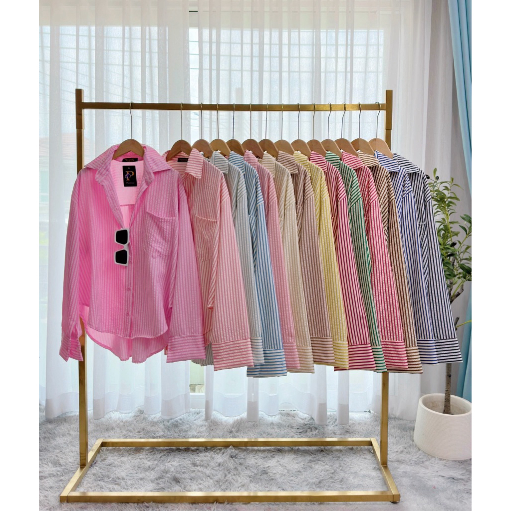 (อก 50“) เสื้อเชิ้ตแขนยาว (ผ้าบับเบิ้ล) 🌈 กระเป๋าแปะหน้า ทรง Over size!!
