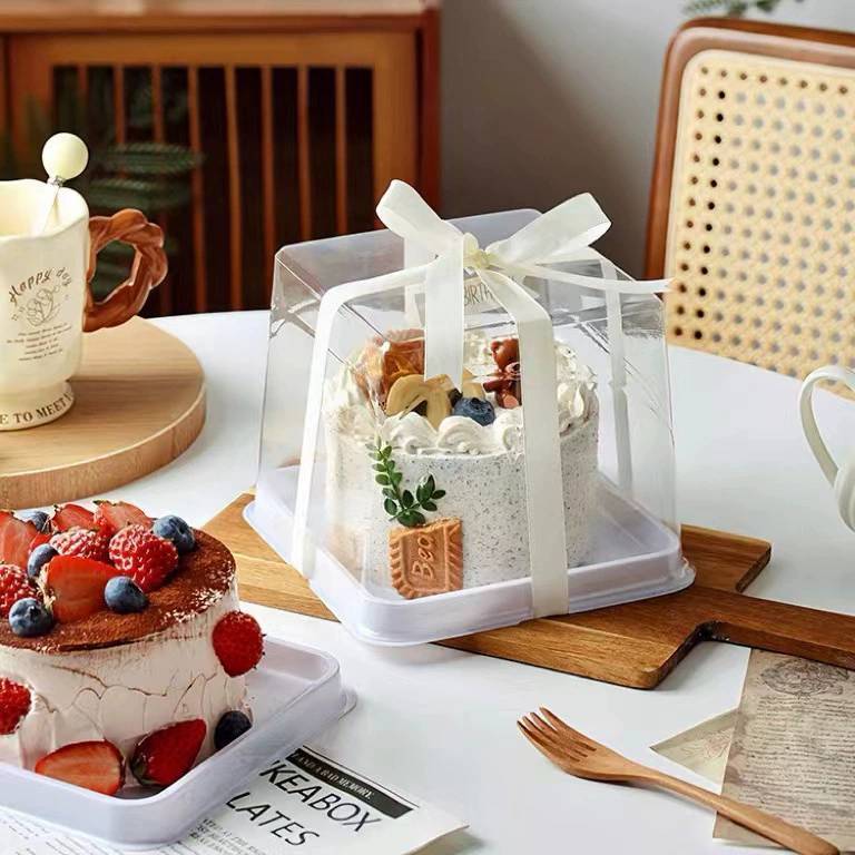 กล่องเค้ก ครึ่งปอนด์ กล่องเค้กฐานเหลี่ยม ฐานกลม 1/2ปอนด์ ฐานขาว ฝาใสกันฝ้า (แพค25ใบ) - รูปที่ 3