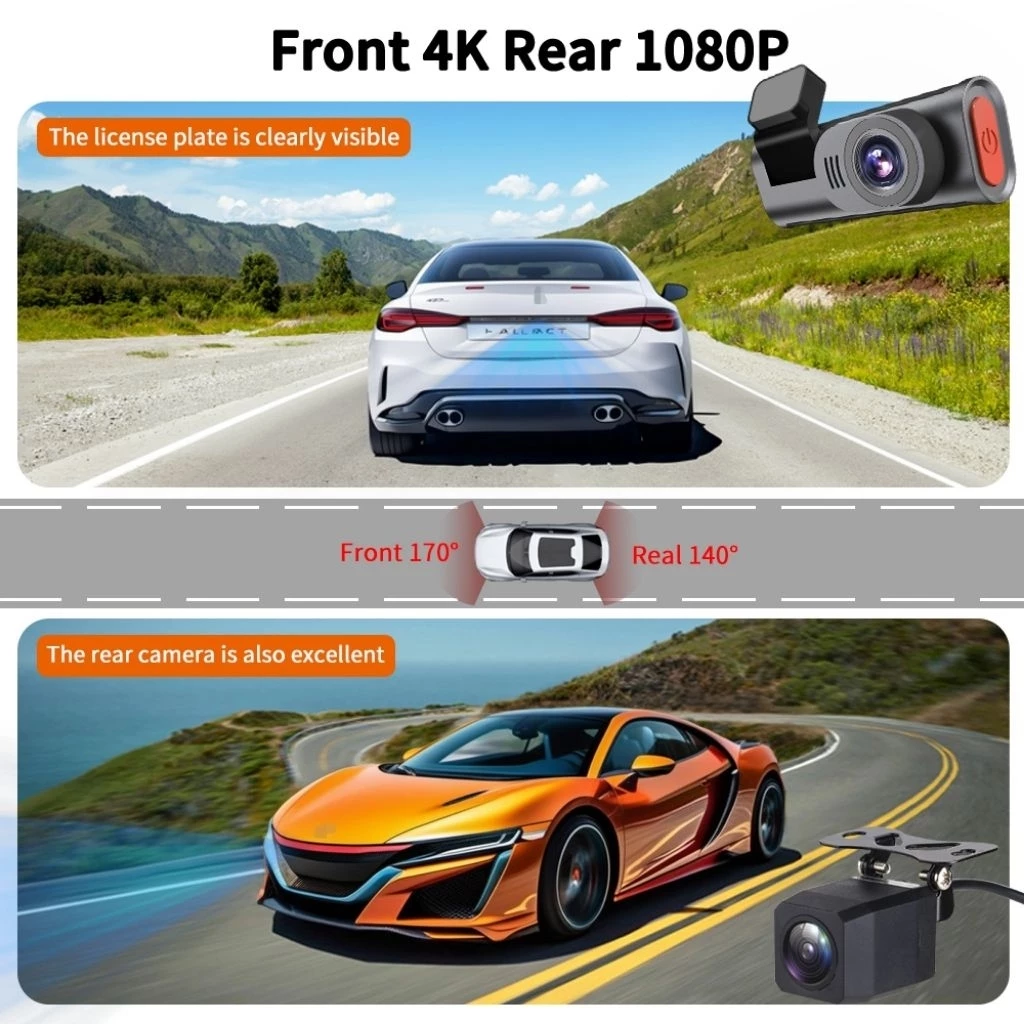 D28 4K dash cam กล้องติดรถยนต์  กล้องหน้า4K กล้องหลัง2K มุมกว้าง 170°การเชื่อมต่อ APP WiFi  โหมดกลางคืน Car camear thumbnail 4