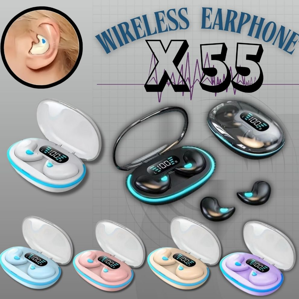 หูฟังไร้สาย X55 bluetooth5.49 สุดหรู พร้อมไฟLEDรอบเครื่อง หูฟังบลูทูธเสียงเบสที่ดีเยี่ยม สวย มีกล่อง