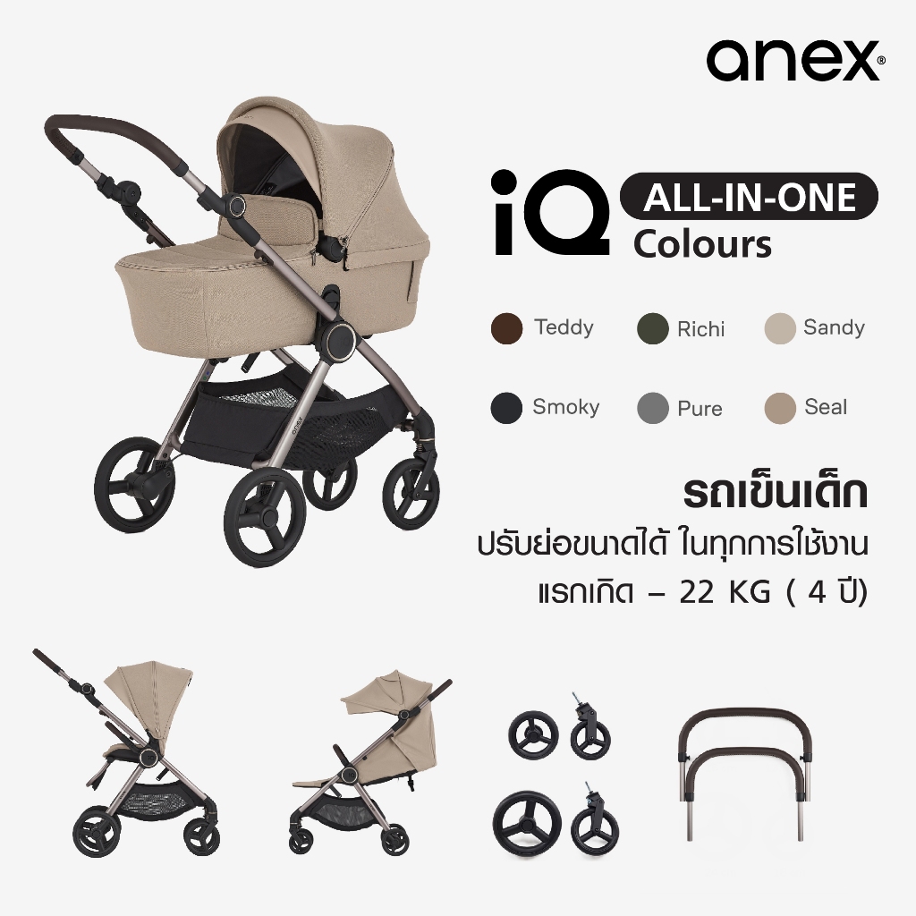 รถเข็นเด็ก ANEX  IQ  2 IN 1 รถเข็นเด็กย่อ-ขยายไซส์ได้ แบรนด์แรกของโลก (แรกเกิด 0-22 KG หรือ 4 ขวบ)