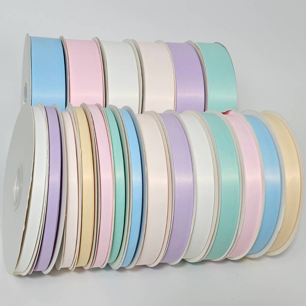 2 หลา ริบบิ้นผ้า 2 ด้าน เงากึ่งแมท หน้ากว้าง 0.9 / 1.9 / 3.8 ซม.คุณภาพดี เนื้อนุ่มสวยดูแพง