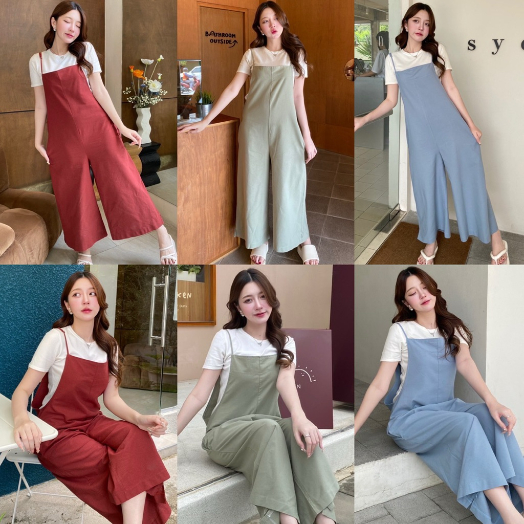 KORRA ·͜·♡เอี๊ยมกางเกงขายาว🤎ชุดหมีผ้าคอตตอนลินิน✨สายปรับความยาวได้ มีกระเป๋าสองข้าง ใส่ไปเที่ยวตัวเด