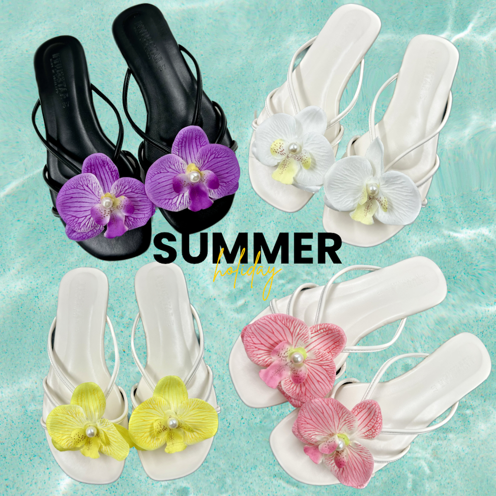 🌺SUMMER🌼รองเท้าแตะหนีบสวมหนังนิ่มงานแฮนเม้ดคนไทย รองเท้าแตะดอกไม้ รองเท้าแตะดอกกล้วยไม้ รองรับส่งด่วน เก็บเงินปลายทาง