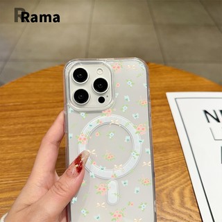 🔥Rama_case🔥เคสมือถือ แม่เหล็ก เคสใส สำหรับไอโฟน ดอกย่อยสองสี ไอโฟน11 For iPhone16 13 14 PRO MAX X XS XR 7 8Plus 15Pro