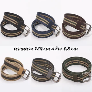 พร้อมส่ง!! เข็มขัดผู้ชาย หัวโลหะสายไนลอน เข็มขัดผ้า เข็มขัดแฟชั่นสสำหรับผู้ชาย เข็มขัดทรงทหาร (P174)