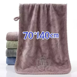 ผ้าเช็ดตัวขนแกะปะการัง ปักตัวอักษร ขนาด 70x140 ซม. ขอบหนา นุ่ม ดูดซับน้ำดี ผ้าเช็ดตัวของขวัญ น้ำหนัก 430 กรัม