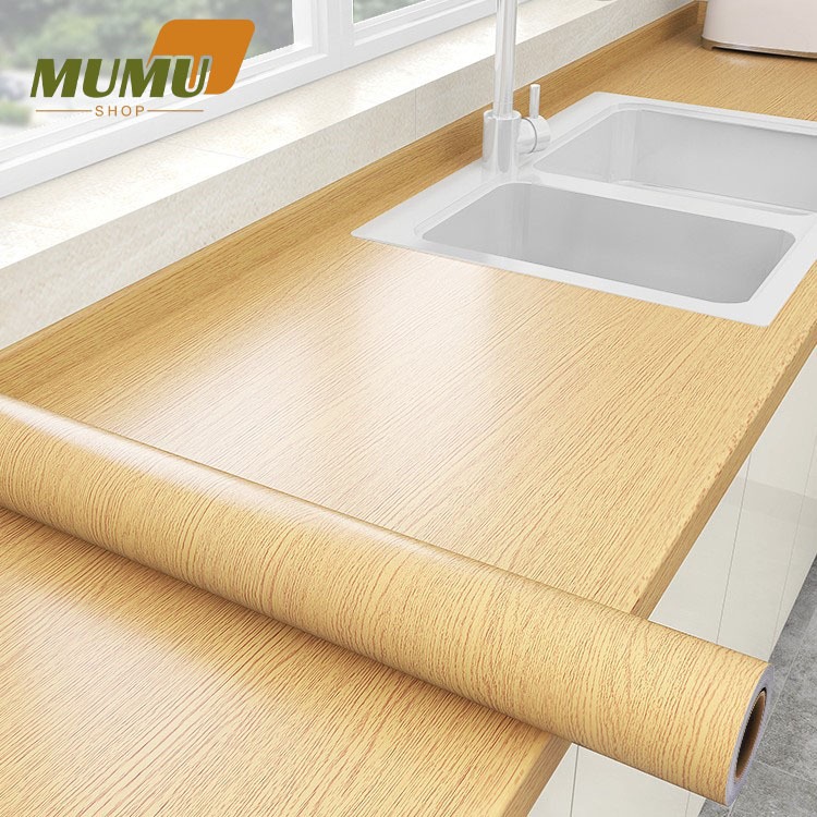 สติ๊กเกอร์ลายไม้ 60x500 ซม. สติกเกอร์ตกแต่งเฟอร์นิเจอร์ วอลเปเปอร์กันน้ำ สติ๊กเกอร์ติดผนัง PVC แบบมีกาวในตัว