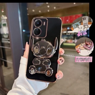 ้เคสกระจก ตั้งได้ สำหรับ OPPO A5X A6T A6 A6X A6S สติช ขาตั้งได้ ฝาหลัง แบบนิ่ม น่ารัก หมุนได้ เคสลายน่ารัก