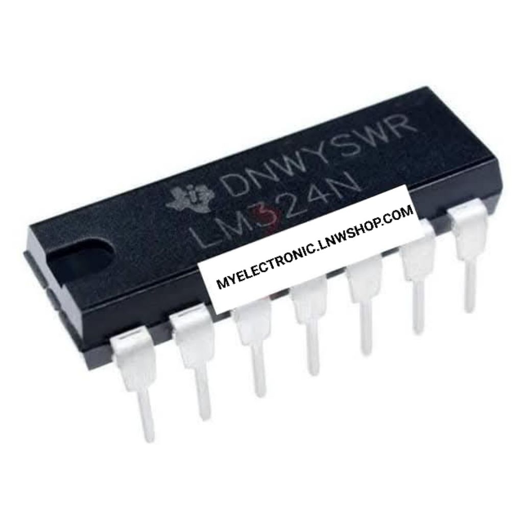LM324N ไอซี IC ตัวถัง DIP-14 ยี่ห้อ TEXAS เท็กซัส LM324 N OP-AMP ราคา ตัวละ หน่วย บาท