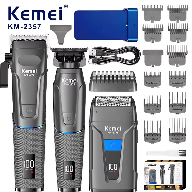 Kemei Km-2375 ปัตตาเลี่ยนตัดผม โกนหนวด 3in1 ประสิทธิภาพสูง Salon จัดแต่งทรงผม Grooming Kit