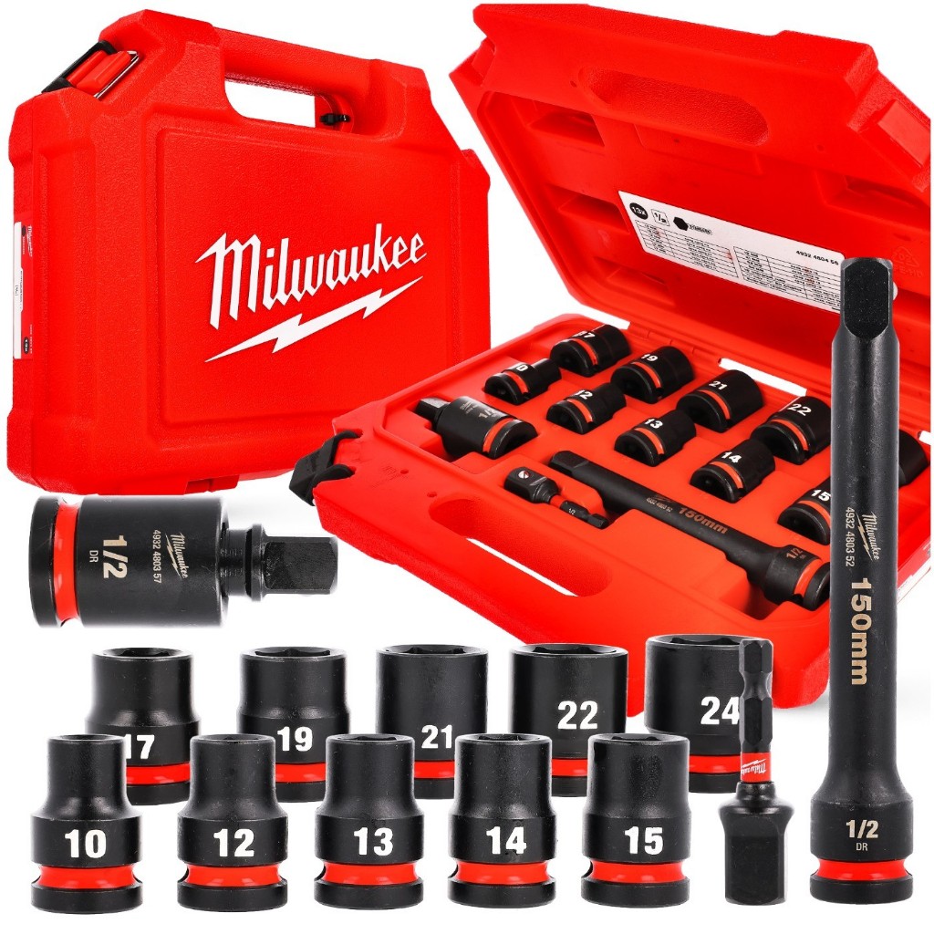 Milwaukee - ชุดลูกบล็อกกระแทก 1/2" (13 ชิ้น) รุ่น 4932480456