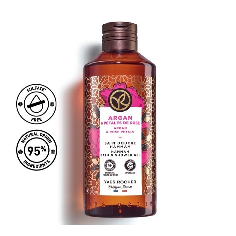 Yves Rocher Argan & Rose Petals Hammam Bath & Shower Gel 400 ml
