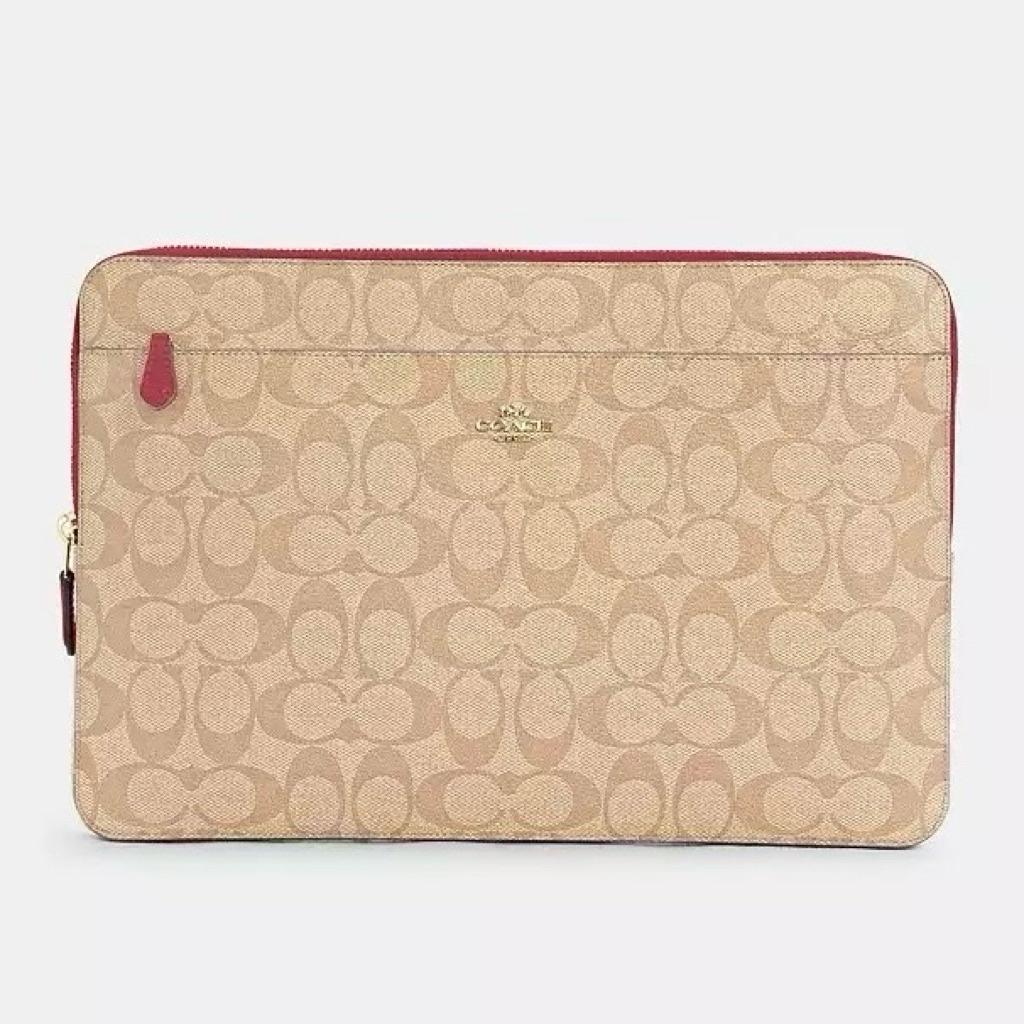 (พร้อมส่ง) ส่งต่อกระเป๋าแล็ปท็อป COACH Womens Laptop Sleeve In Signature Canvas