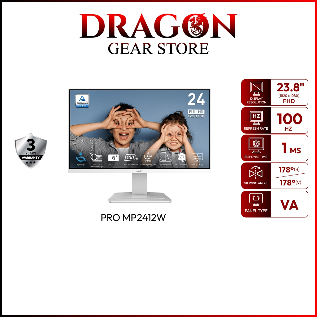 MSI MONITOR PRO MP2412W | 23.8" | (FHD) | VA | 100Hz (จอคอมพิวเตอร์)