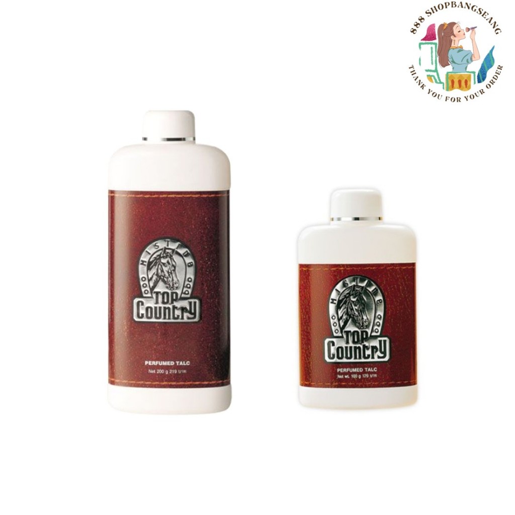 แป้งฝุ่น หัวม้า มิสทิน ท็อป คันทรี่  Mistine Top Country Perfumed Talc 100/200 g.
