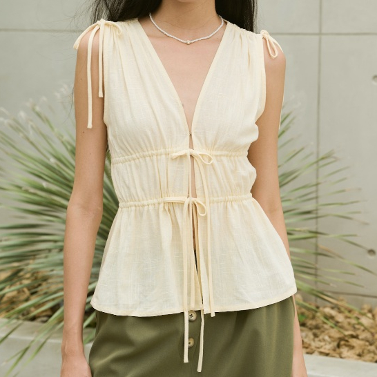 nichii - Mushroom เสื้อแขนกุด รูดเอว ผ้าคอตตอน