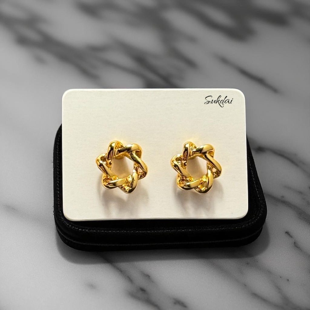 [ส่งฟรี] SUKDAI ต่างหูทรงกลมเกลียวดูเรียบหรู sk9