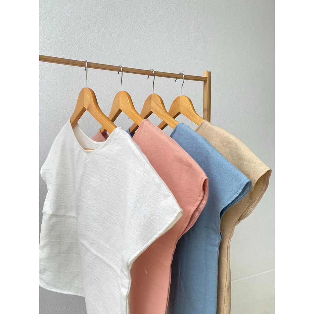 เสื้อแขนเลยไหล่ ผ้าฝ้ายฟอกนุ่ม🌈