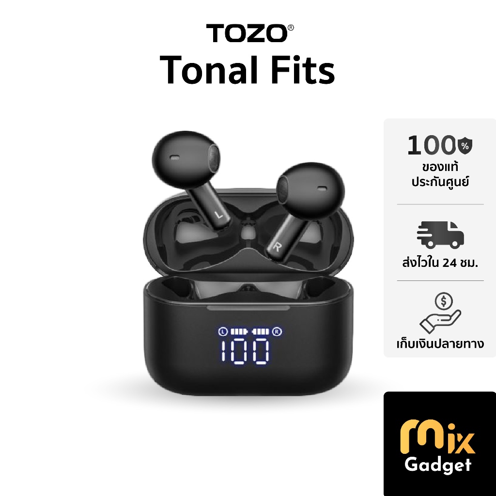 TOZO Tonal Fits หูฟังบลูทูธ หูฟังเอียบัด หูฟังไร้สาย max 10 hr/charge, IPX6, Bluetooth 5.3